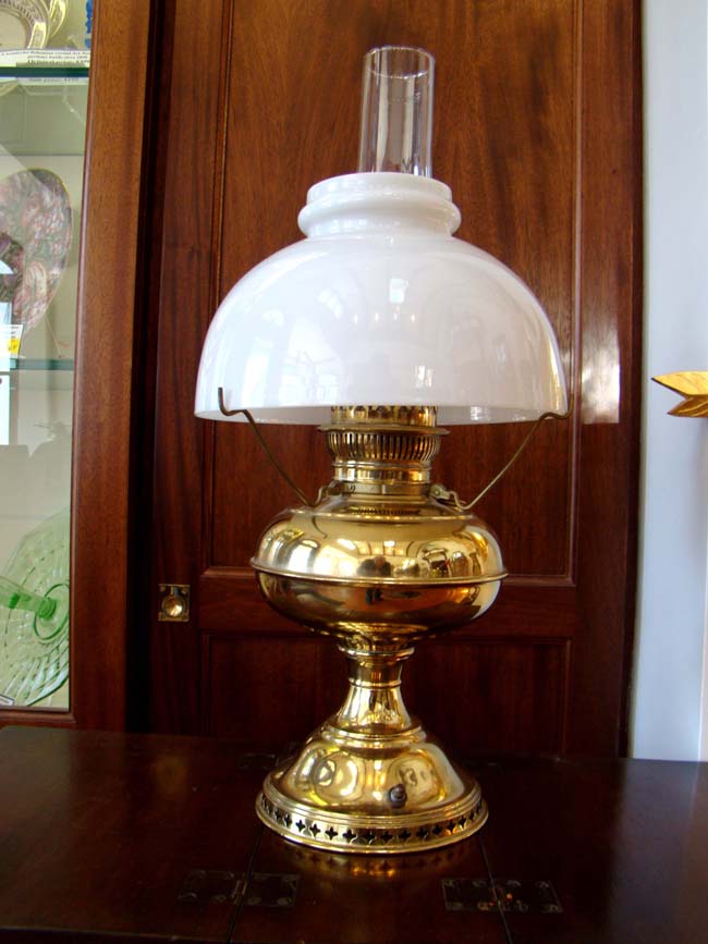 A 19th century oil lamp by RAYO, converted to electricity